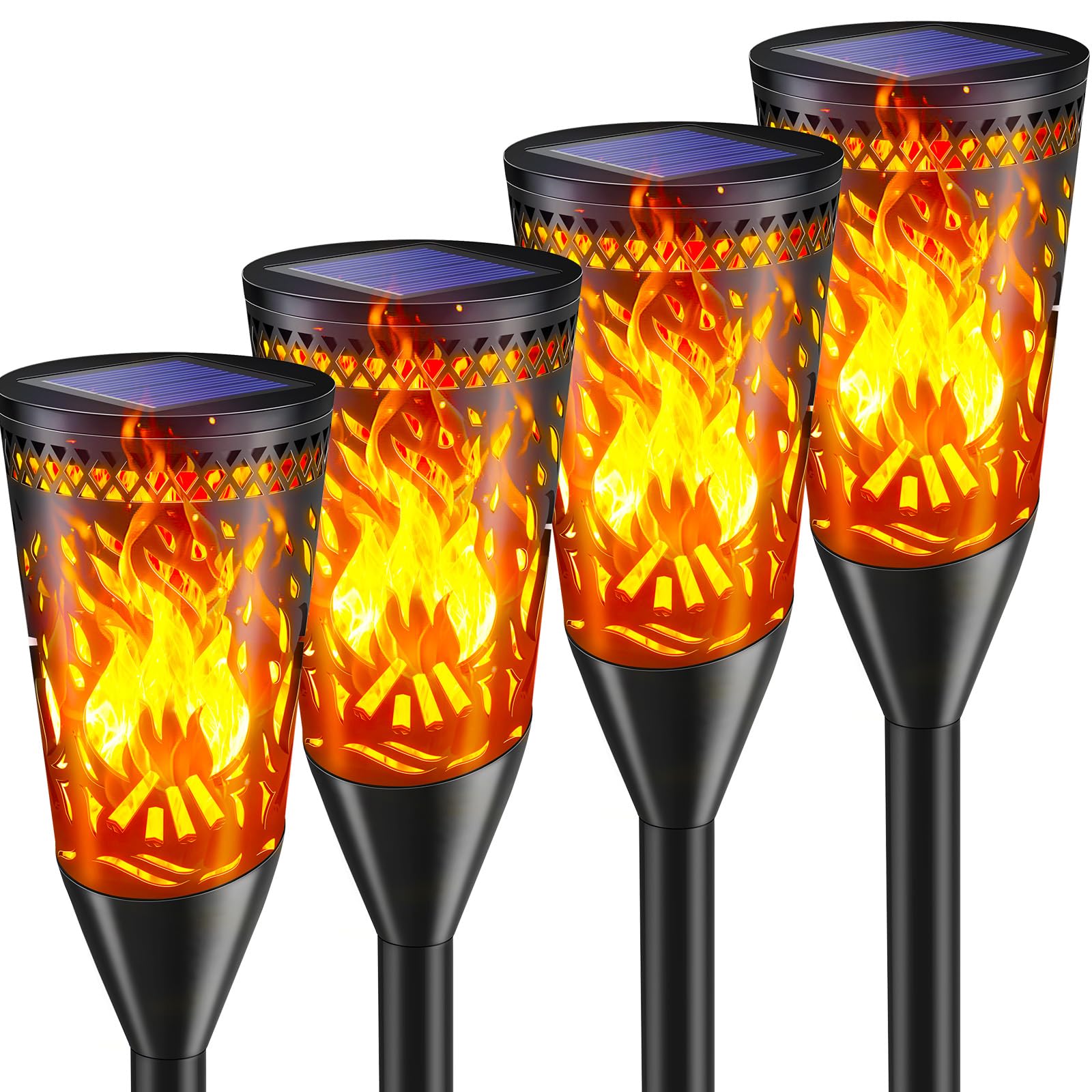 Solar Lights Outdoor Garden, 2Modes Flickering Dancing Flame Lights,IP65 Waterproof Solar Torch Light for Outside,Pathway,Patio, Lawn,Yard Decor - 4 Pack