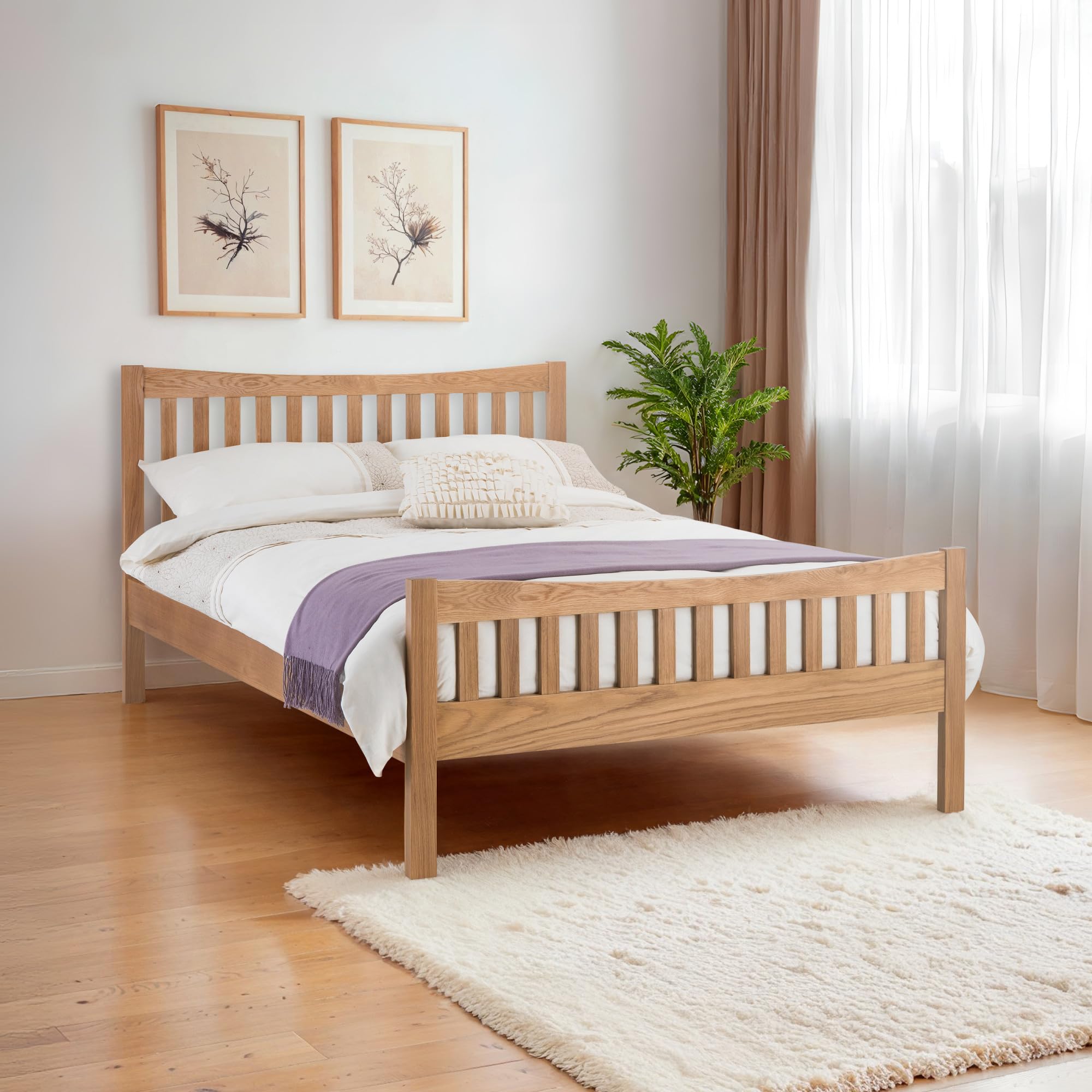B&Q -  Bergamo 135Cm Double Natural Oak Effect Bed