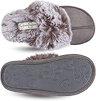 Vista 6 de Jessica Simpson - Pantuflas de piel sintética para niña, cómodas, sin cordones, de espuma viscoelástica, para usar en el hogar