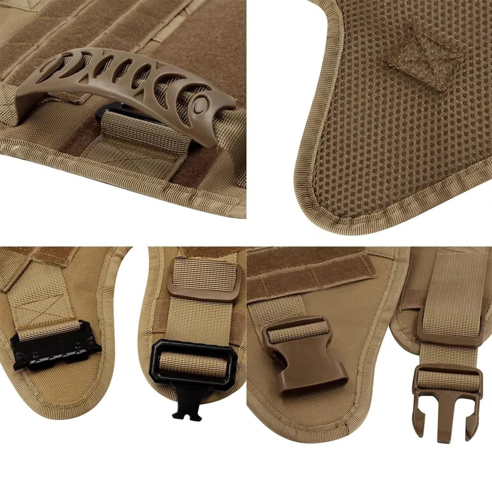 Pettorina Da Addestramento Tattica Militare In Nylon Regolabile Con Maniglia Di Controllo Per Bulldog Francesi Pastori Tedeschi Malinois, Khaki,XL