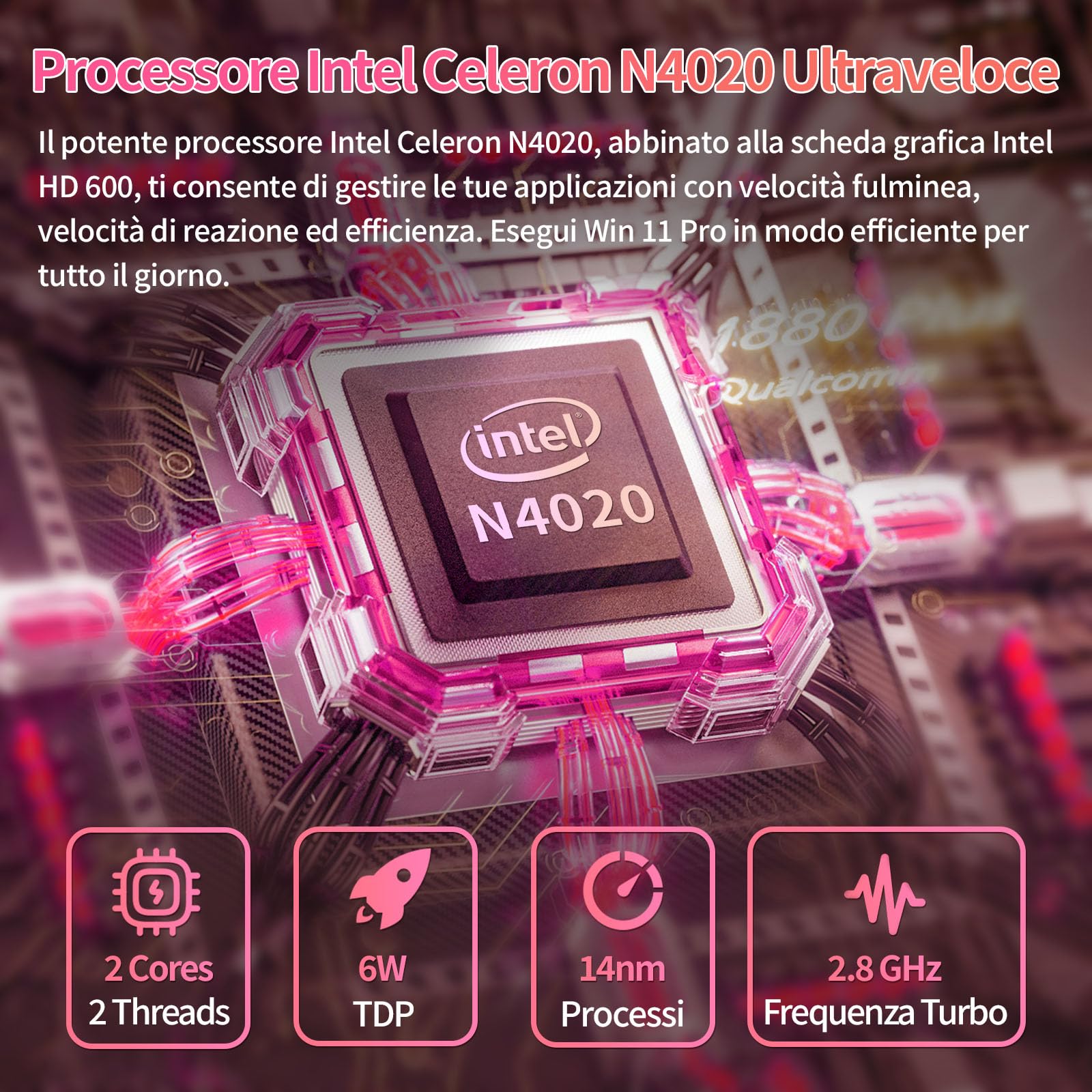 LONGEVINCE Piccolo mini laptop,10,1 pollici (0,79 kg),ultra sottile e leggero netbook Windows 11,Celeron N4020,8 G DDR4,webcam,USB 3.0,tipo C,HDMI,perfetto per bambini e adulti (Oro rosa, 8G+960G SSD)