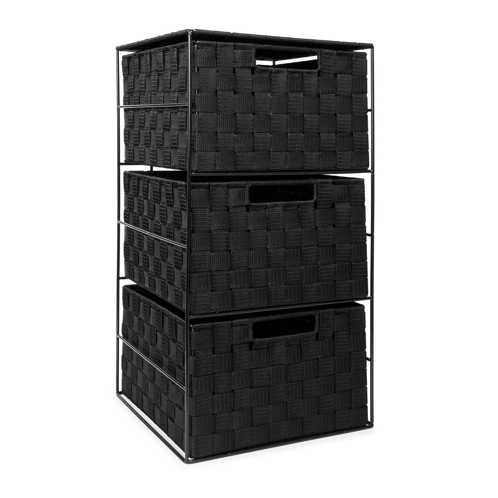 EHC Woven 3 Drawer Storage Unit Cabinet For Bathroom, Bedroom - Black โ image 1