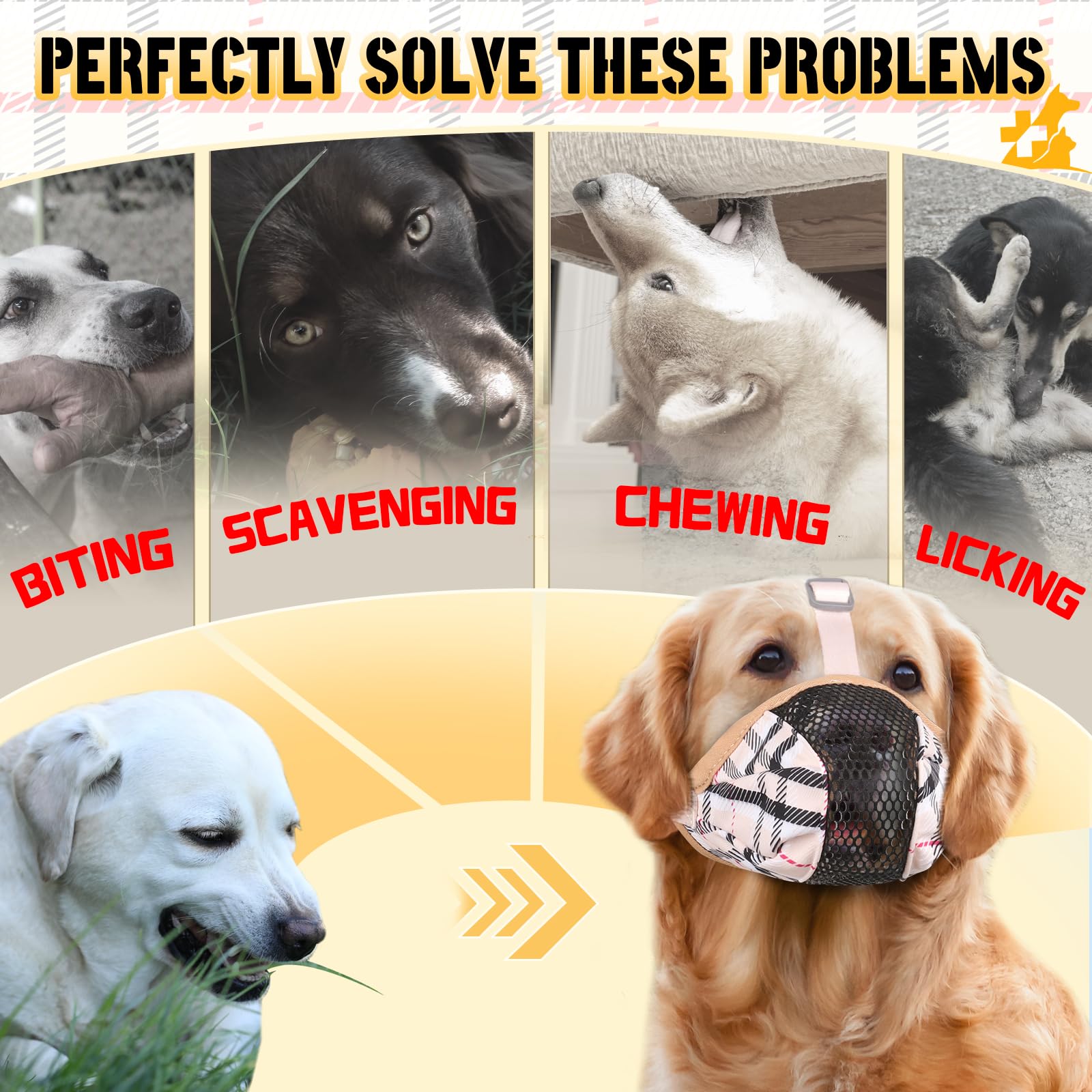 Bozal para perro, bozales de malla de aire suave para perros de tamaño grande, antimasticación, bozal transpirable ajustable para labrador retriever, etc., adecuado para visitas al veterinario que