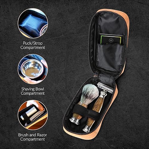 Miniatura 6 de Estuche de viaje de cuero para afeitar, estuche de seguridad para maquinilla de afeitar recta, funda de afeitar desechable, elegante estuche de