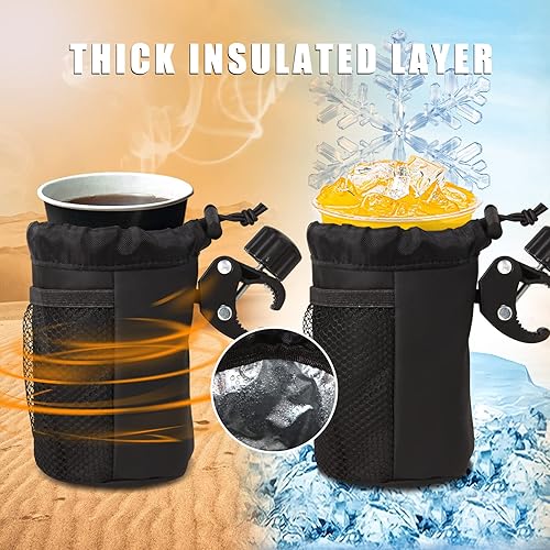 Miniatura 5 de Upenty Soporte para botella de agua para bicicleta con soporte para teléfono celular, portavasos de motocicleta negro con abrazadera, soporte