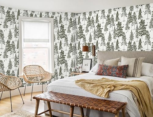 Miniatura 7 de Timeet Papel tapiz de bosque verde oscuro, papel tapiz de contacto verde oscuro, papel adhesivo verde de 16.14 x 118.11 pulgadas, papel tapiz