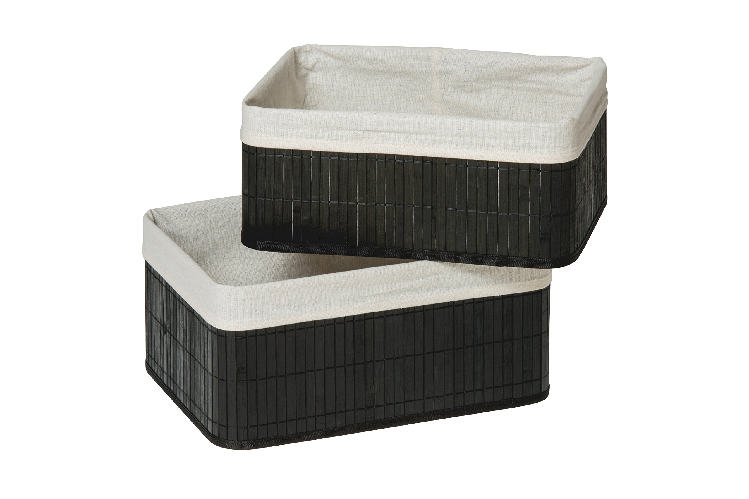 Premier Black Housewares Kankyo Bamboo Storage Boxes, Set Of 2