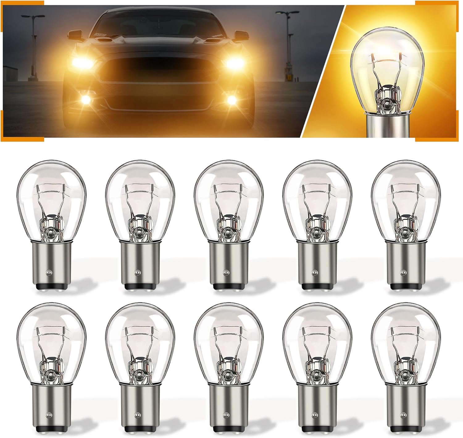 ALFU 10 Pack Yellow Turn Signal Bulb Replacement, Brake