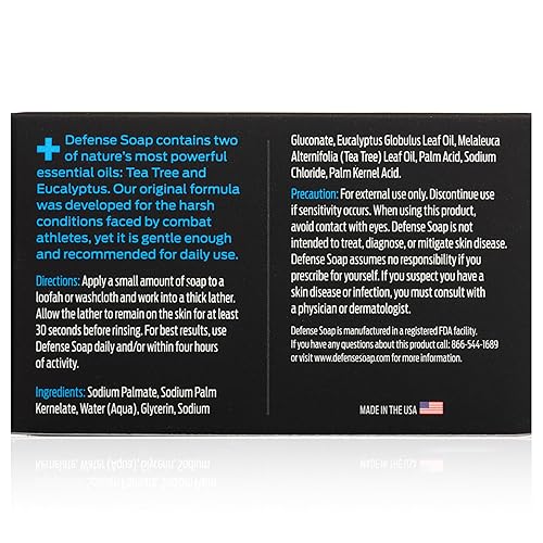 Miniatura 5 de Defense Soap Jabón de barra de árbol de té natural, paquete variado de 3 barras, original, menta, avena