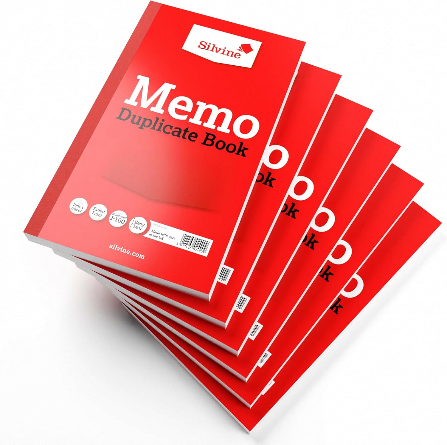 Silvine Duplicate Memo Book - Numbered 1-100 with index sheet (211.5 x 125.5mm) [Pack of 6]
