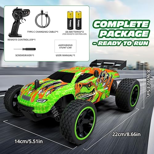 Miniatura 8 de Tecnock Autos RC para niños, escala 118 2WD RC Car con USB-C fácil carga, auto de control remoto de 2.4 GHz con luces LED y tiempo de juego de 50