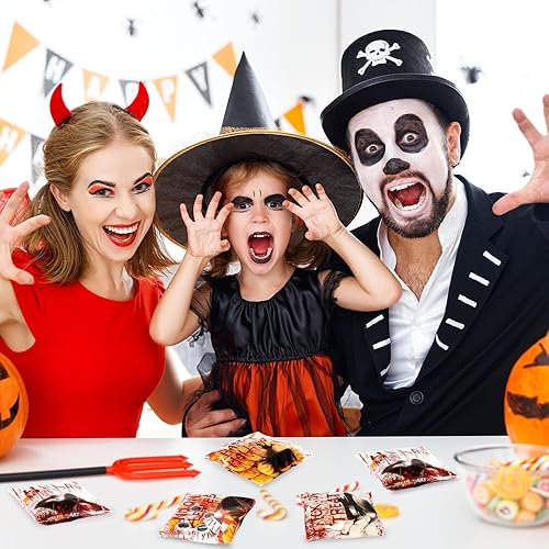 Miniatura 7 de Whaline 320 bolsas de regalo transparentes autoadhesivas para Halloween, bolsas de regalo de plástico con fantasmas sangrientos, bolsas de dulces