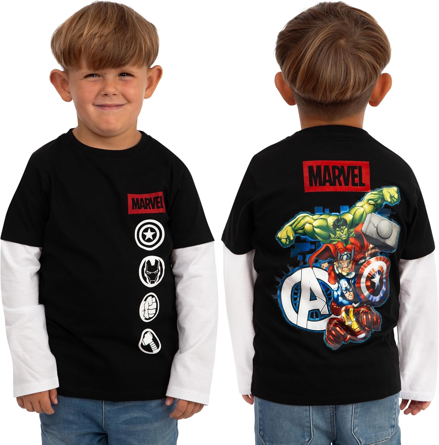 Marvel Shirt, Avengers Boys T Shirt, Long Sleeve Kids Tshirt, Superhero Boys Tee Shirts