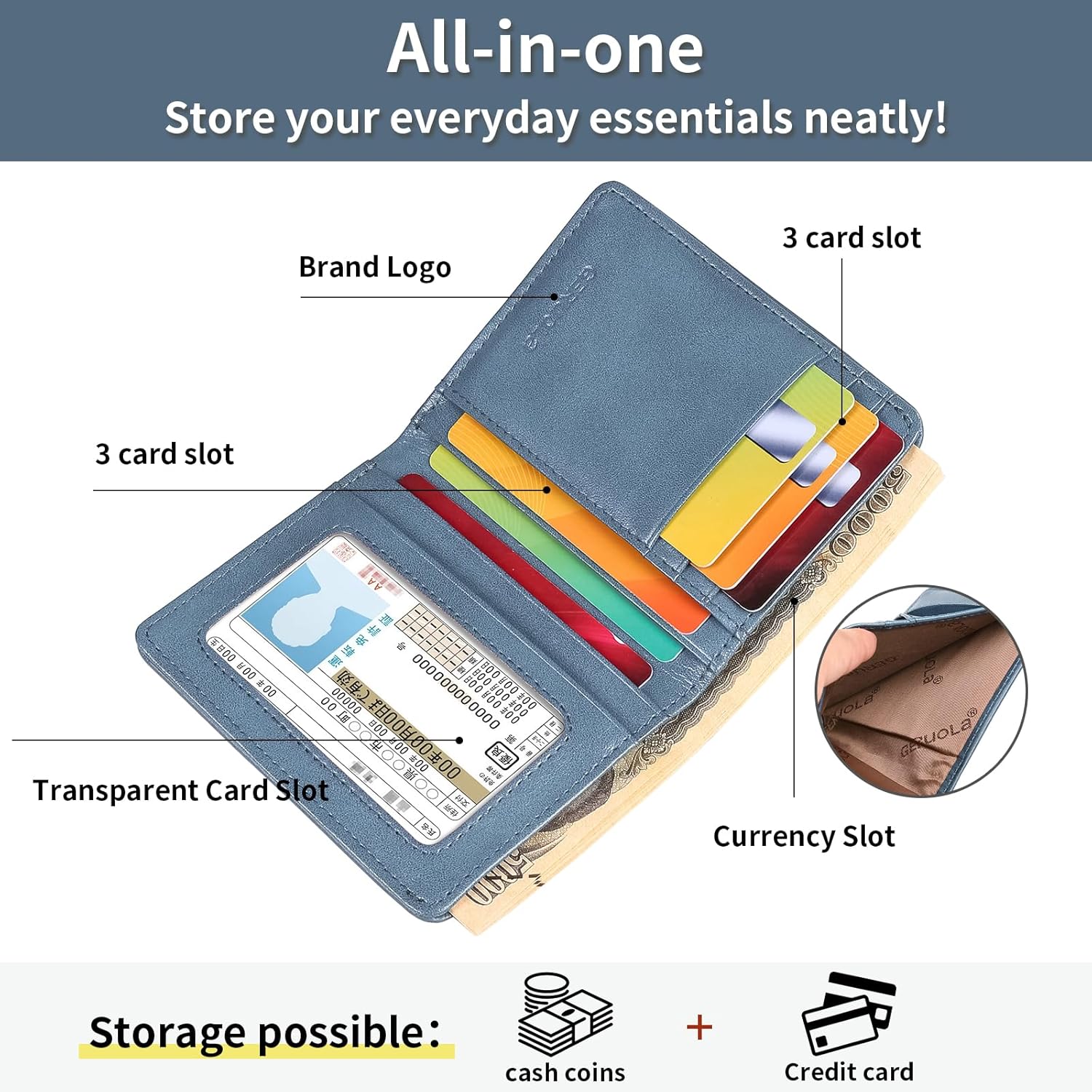 Small Vertical RFID Blocking Wallets for Men ，Bifold Slim Men Wallet Genuine Leather Thin, Compact & Stylish with Clear ID Windows - Image 2