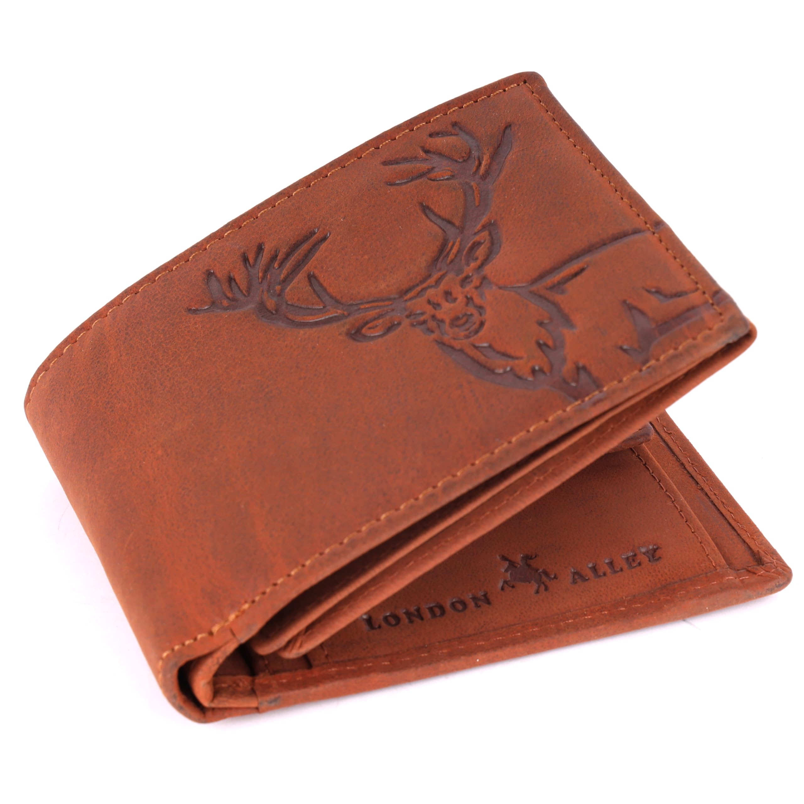 LONDON ALLEY Elk Vintage TAN RFID Blocking Leather Wallet