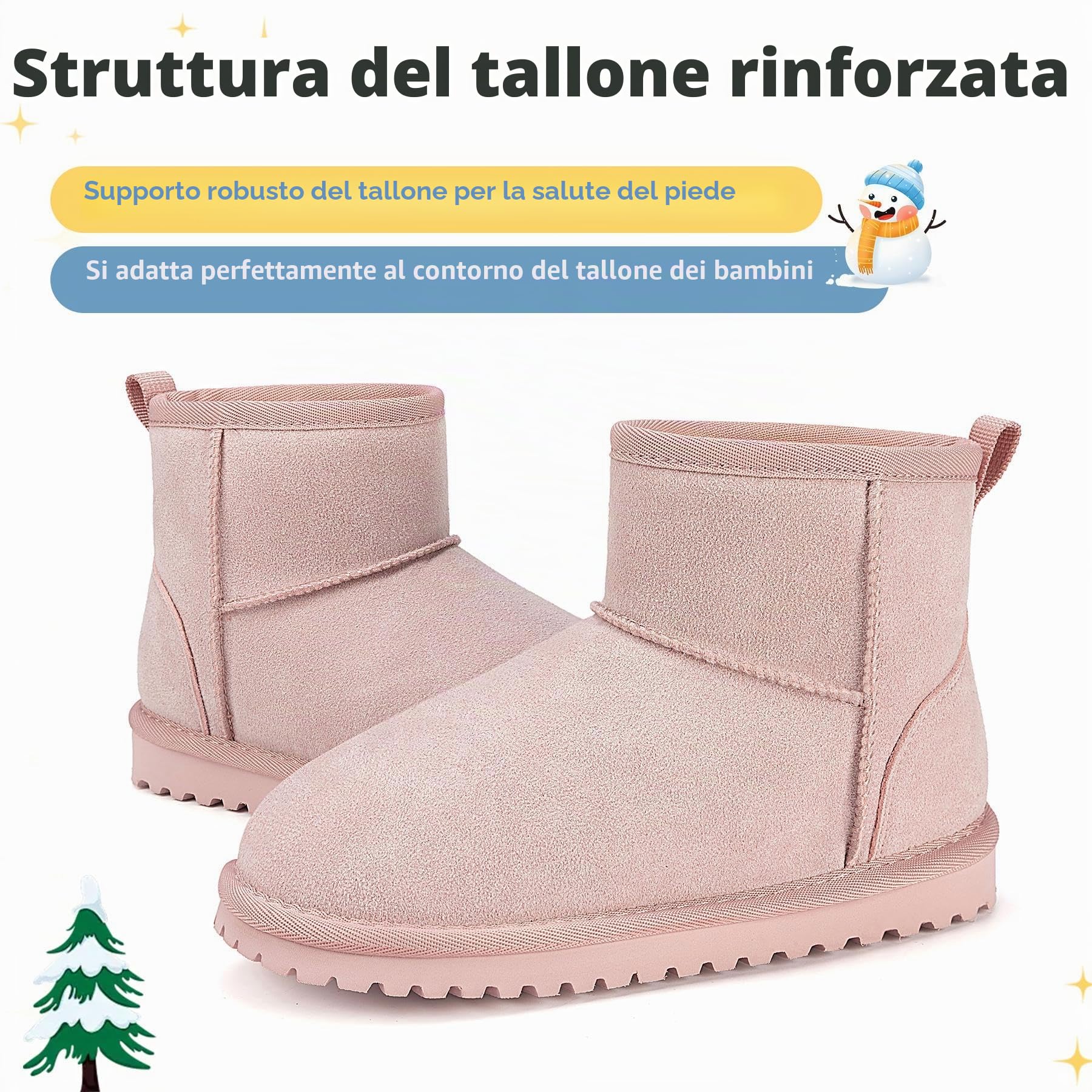 Mishansha Stivali da Neve Bambini Calde Foderate Invernali Gr.24-36 | Scarpe Invernali,Fodera Calda,Antiscivolo,Bambino e Bambina,Stivaletti Invernali,Escursionismo Neve