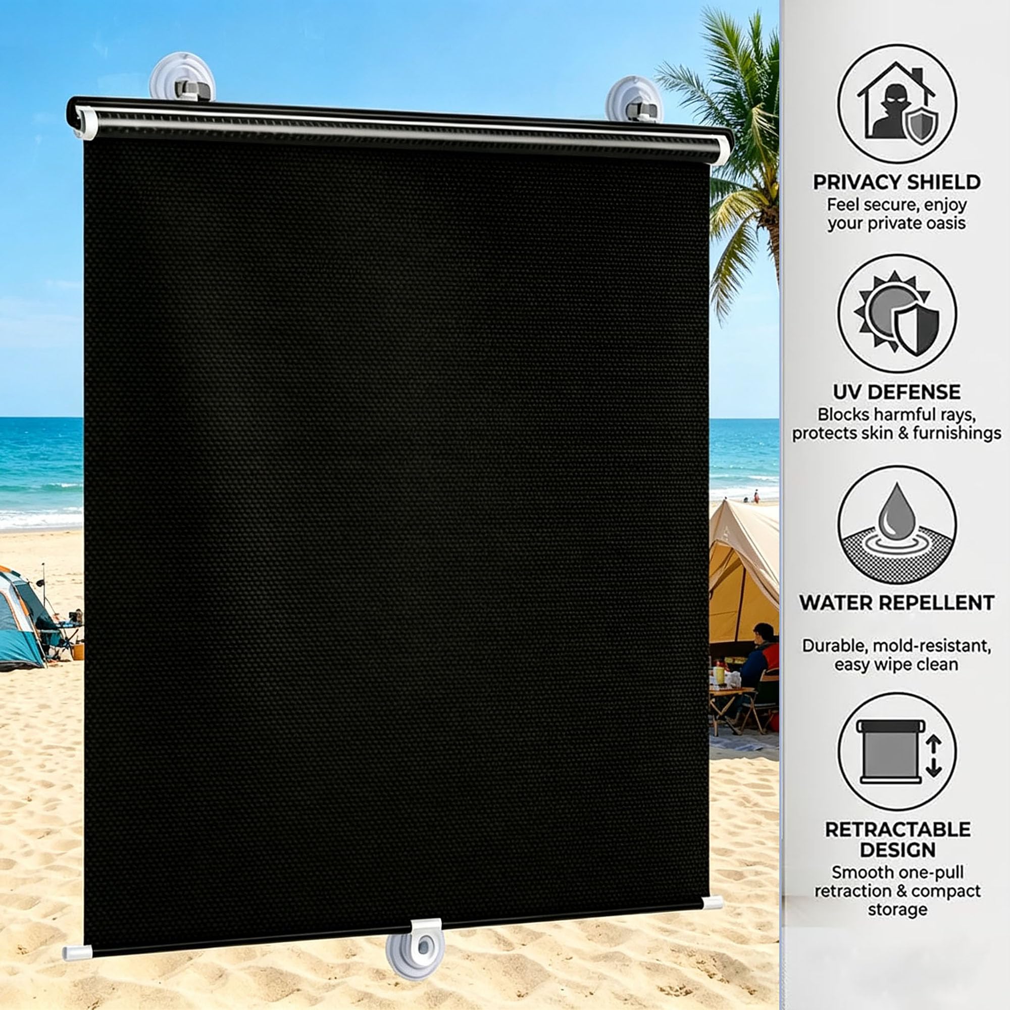 80X200cm Saugnapfes Rollo,Sonnenschutz Verdunkelung Thermo Rollo