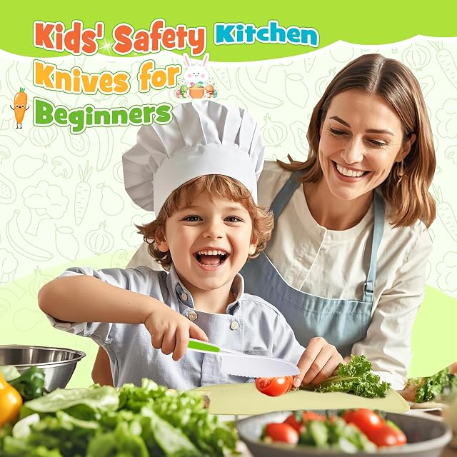 Foto 4 de 7 de Cuchillos para niños, 9 piezas, estuche de cuchillos de cocina de chef con cortador de verduras