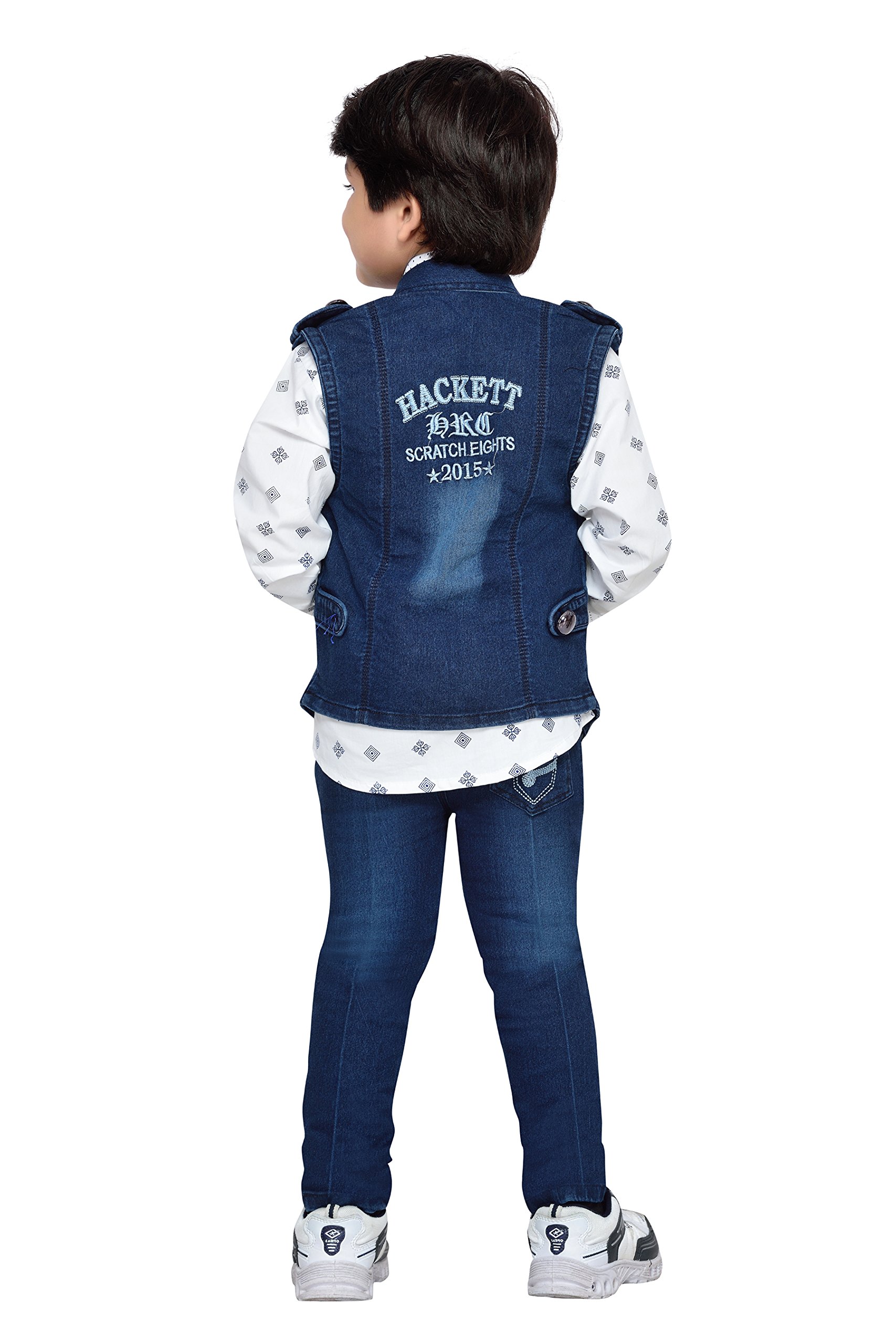 AJ DEZINES Kids Cotton Blend Full Sleeve Blue Shirt & Denim Jeans Clothing Set for Boys - Casual Wear | Festival Wear for boys | Printed Pattern - Regular Fit 1