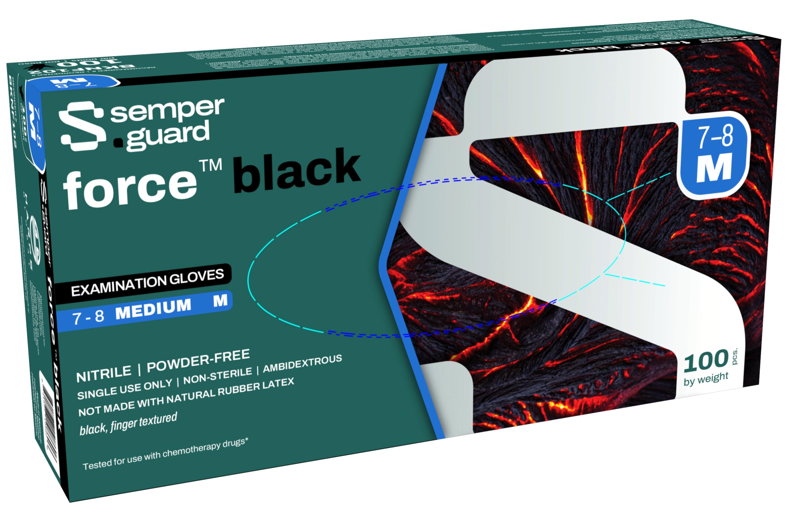 Sempermed BKNF106 SemperForce Nitrile Glove, 4 Mil, Powder-Free, XX-Large, Black (Case of 900)