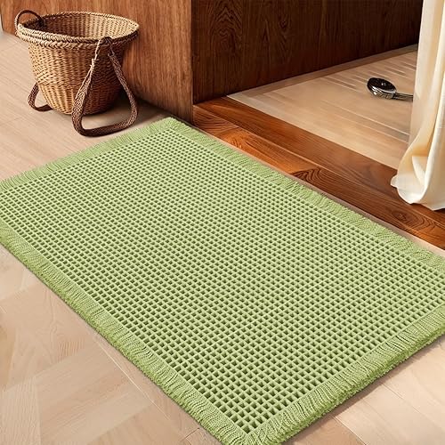 Miniatura 15 de Juego de alfombrilla de baño IM HOME 3 piezas beige, alfombrillas de baño modernas tejidas, alfombrilla de baño antideslizante absorbente,