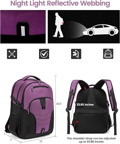 Miniatura 6 de LOVEVOOK Mochila de viaje para laptop con cerradura y 17 grandes para computadora, negocios, trabajo, escuela, universidad, mochila para hombres,