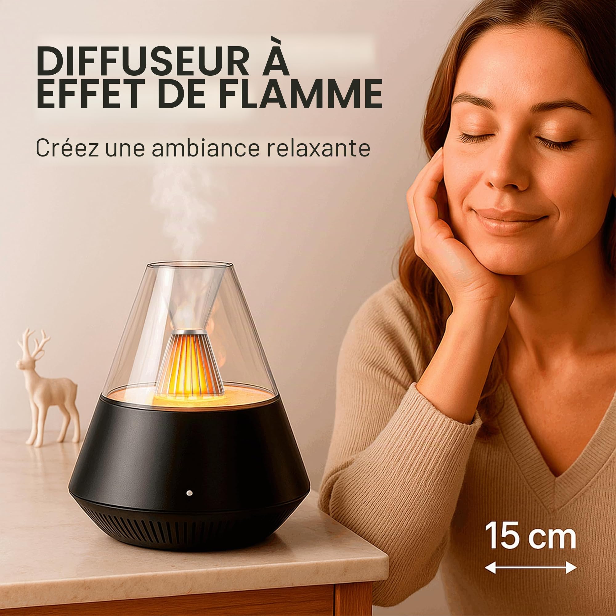 ALMA® Diffuseur & Humidificateur d'Aromathérapie à Lampe Aux Chandelles - Diffuseur d'Huiles Essentielles 150 ML – Humidificateur Ultrasonique à Brume Fraîche
