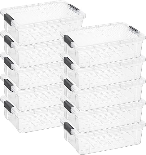 Miniatura 51 de Superio Cajas de almacenamiento transparentes con tapas, contenedores de plástico de 8.75 cuartos de galón para organizar, cajas apilables, sin BPA,