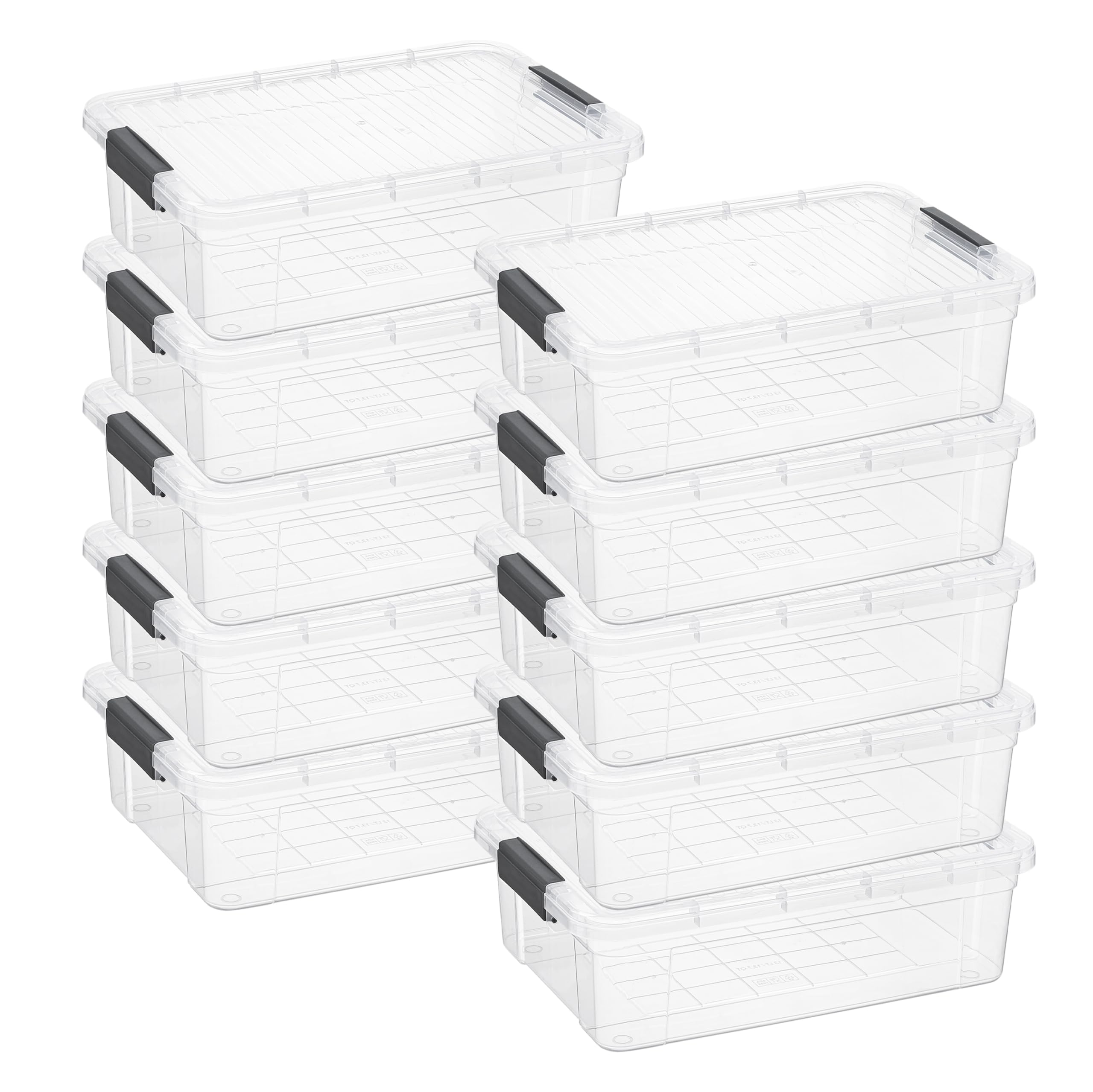 Superio 22.5 Quart Clear Plastic Storage Boxes with Lids, Stackable Organizer Containers, BPA-Free Storage Bins for Home, Office, School &amp; Dorm, 10 Pack
