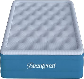 Beautyrest Comfort Plus, Twin Size Air Mattress with Built-in Pump, Raised Inflatable Bed, Cooling Vent Topper, Puncture-Resistant Vinyl, 700lb Support, Guest and Camping Airbed,