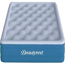 Beautyrest Comfort Plus, Twin Size Air Mattress with Built-in Pump, Raised Inflatable Bed, Cooling Vent Topper, Puncture-Resistant Vinyl, 700lb Support, Guest and Camping Airbed,