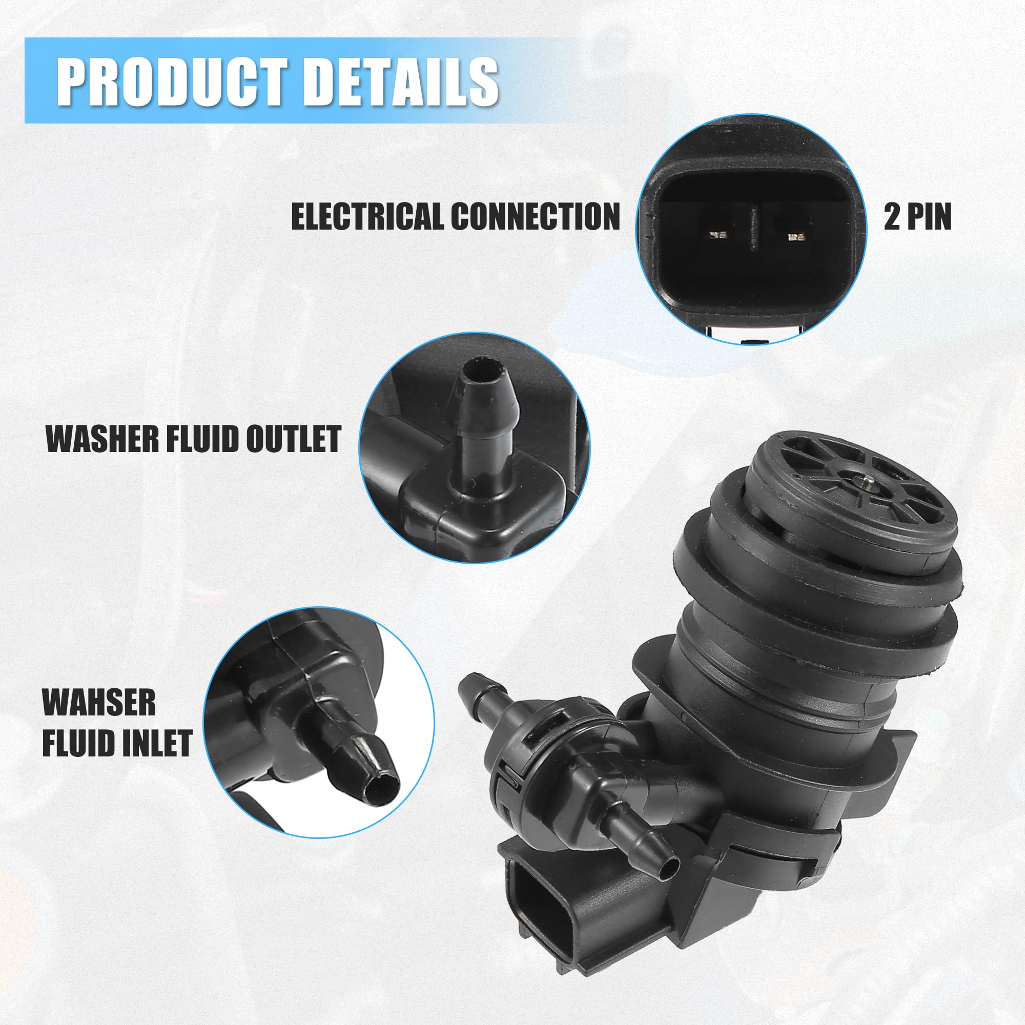 ACROPIX Windshield Washer Pump Replacement For Toyota Camry RAV4 1992-2006 - OEM 85330-02020 Compatible
