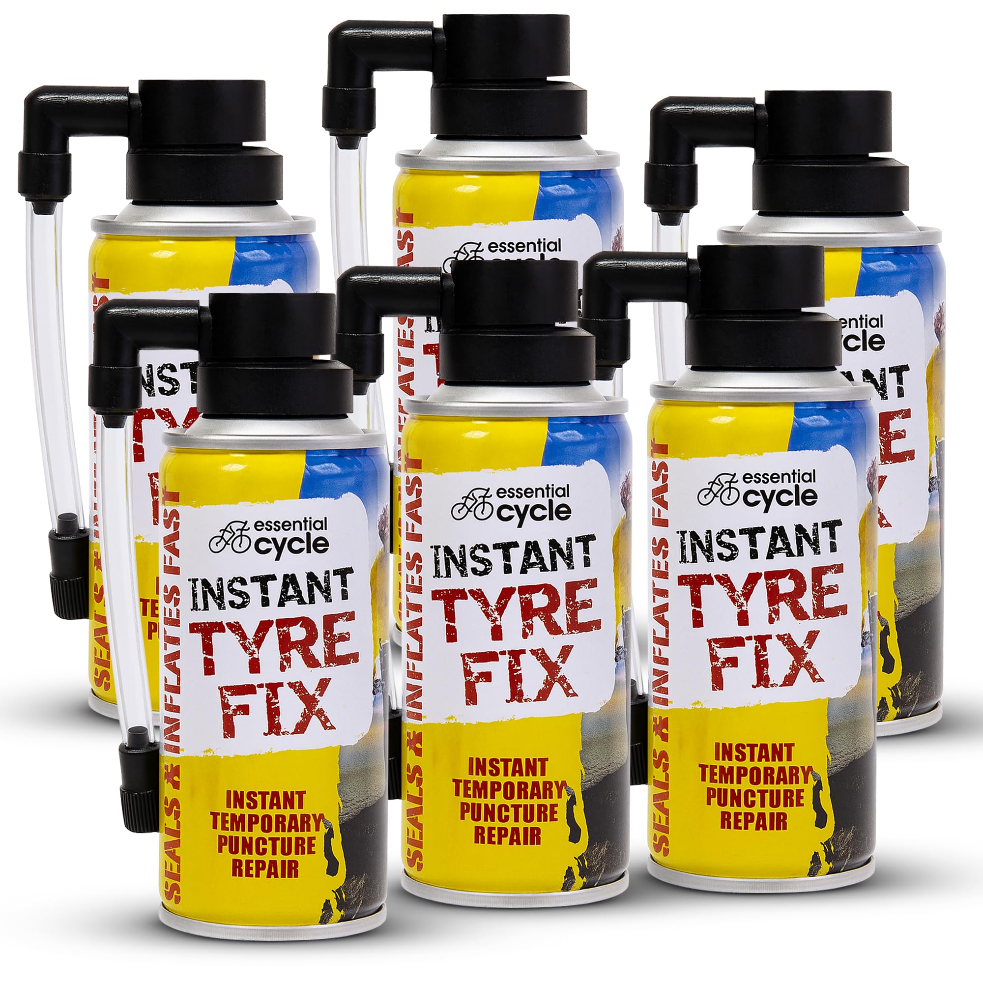 Gigzo Land Bicycle Tyre Puncture Repair Kit - 200ml Instant Tyre Fix Spray for Road Mountain Hybrid Bikes - Emergency Cycle Sealant Spray - Bicycle Puncture Repair Kit for Cycling Trips, Pack of 6
