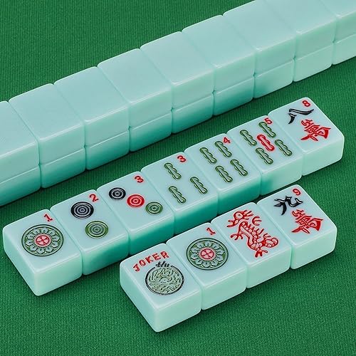 Miniatura 4 de YANMEIYA American Mahjong Set 166 Premium Jade Green Mahjong Azulejos grandes Mahjong Set 1.6 pulgadas American Mahjong Set Set