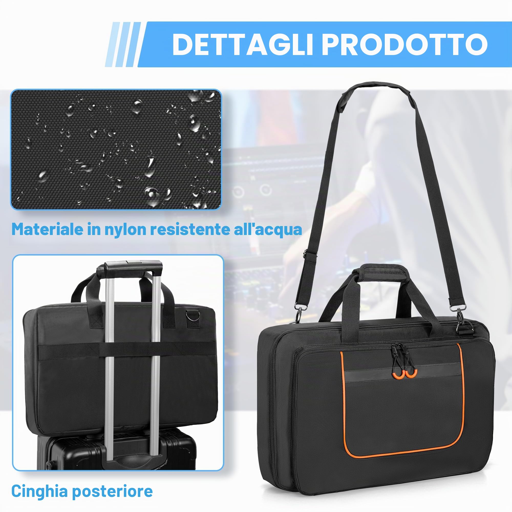 Rexmica Borsa Imbottita per Controller DJ | Compatibile con Pioneer DDJ-FLX4/400/SB2/SB3, Custodia Con Scomparto per Laptop e Tasche per Cavi DJ, Cuffie, Accessori
