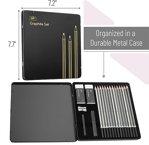 Miniatura 7 de Mr. Pen - Lápices de dibujo para dibujar, 19 piezas, lápices de dibujo para dibujar con palitos de grafito, borradores y sacapuntas, lápices de