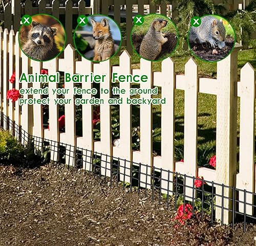 Miniatura 2 de Valla de barrera de animales sin excavación de 24 x 15 pulgadas, paquete de 10 vallas protectoras blancas con espacio de púas de 1.5 pulgadas,