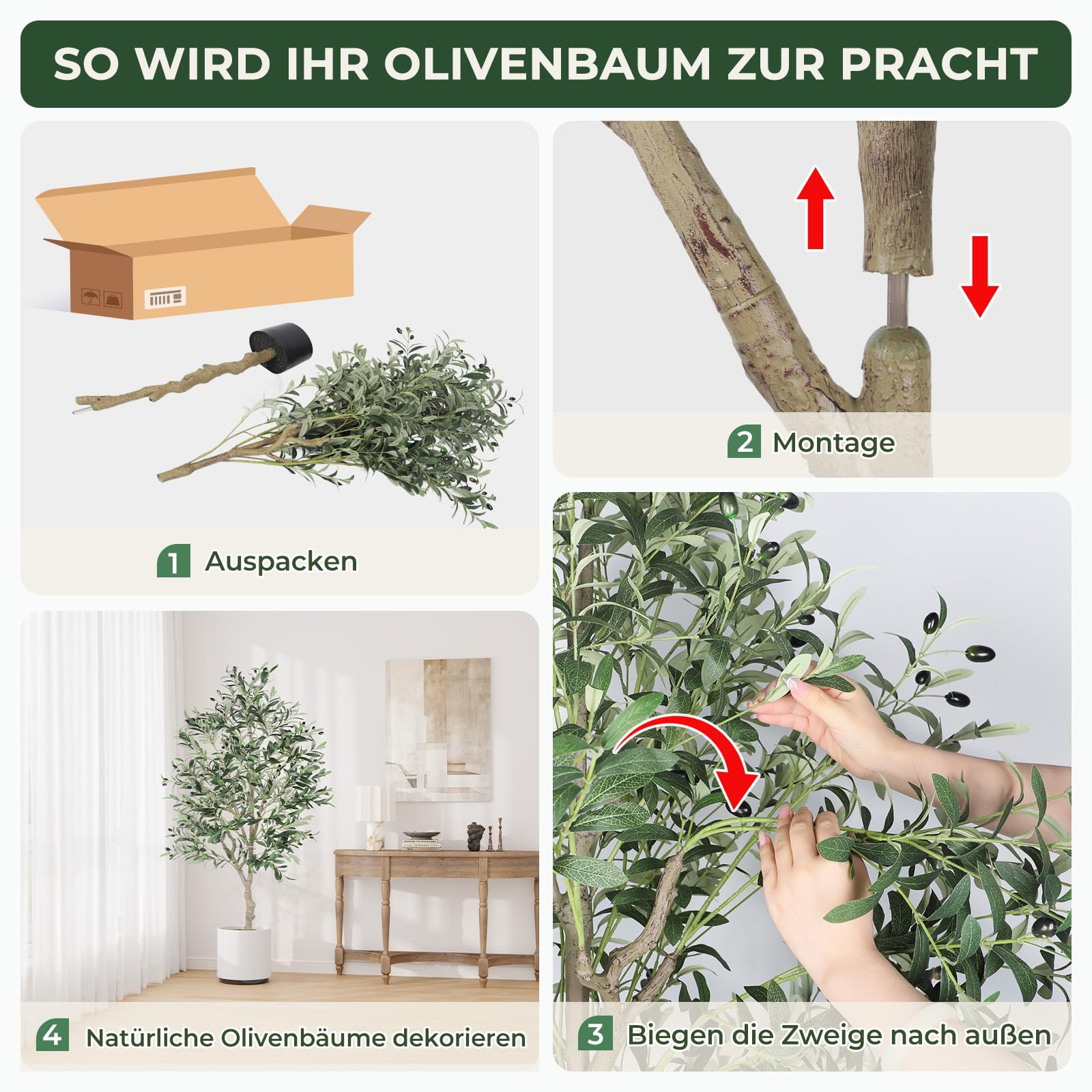 Dripex Olivenbaum Künstlich 180cm, Kunstpflanzen Groß für Wohnzimmer, Büro | Pflegefre, wasserdicht, flexibel in der Platzierung und nach Bedarf anordnbar