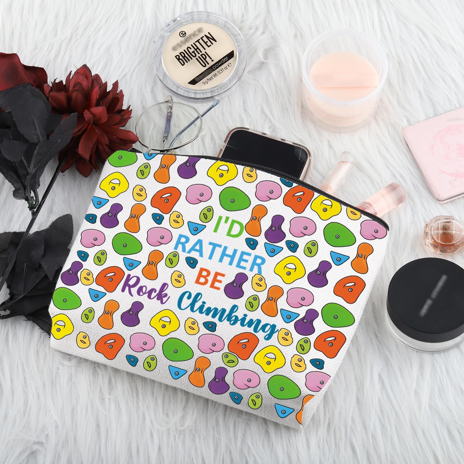 PYOUL Rock Climber Gift I’d Rather Be Rock Climbing Makeup Bag Bouldering Cosmetic Bag Rock Climbing Lover Gift (Be Rock Climbing Bag) - Image 4