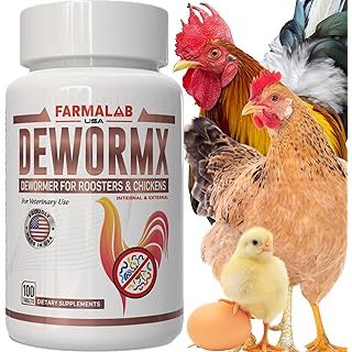 Farmalab Natural Dewormer Internal & External 100 Tabs Poultry NO Egg Withdrawal Needed - Vitamin for Poultry Rooster Hen Chicken Baby Chick