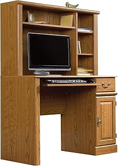 Sauder Orchard Hills Computer Desk with Hutch, Carolina Oak