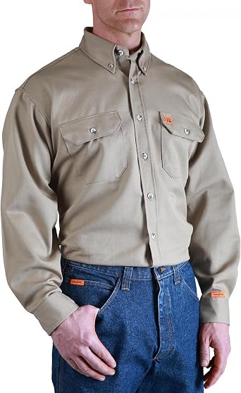 Wrangler Mens Riggs Mens Fr Long Sleeve Button Down Work Shirt - 10FR3W5GY-TLL Tall Grey
