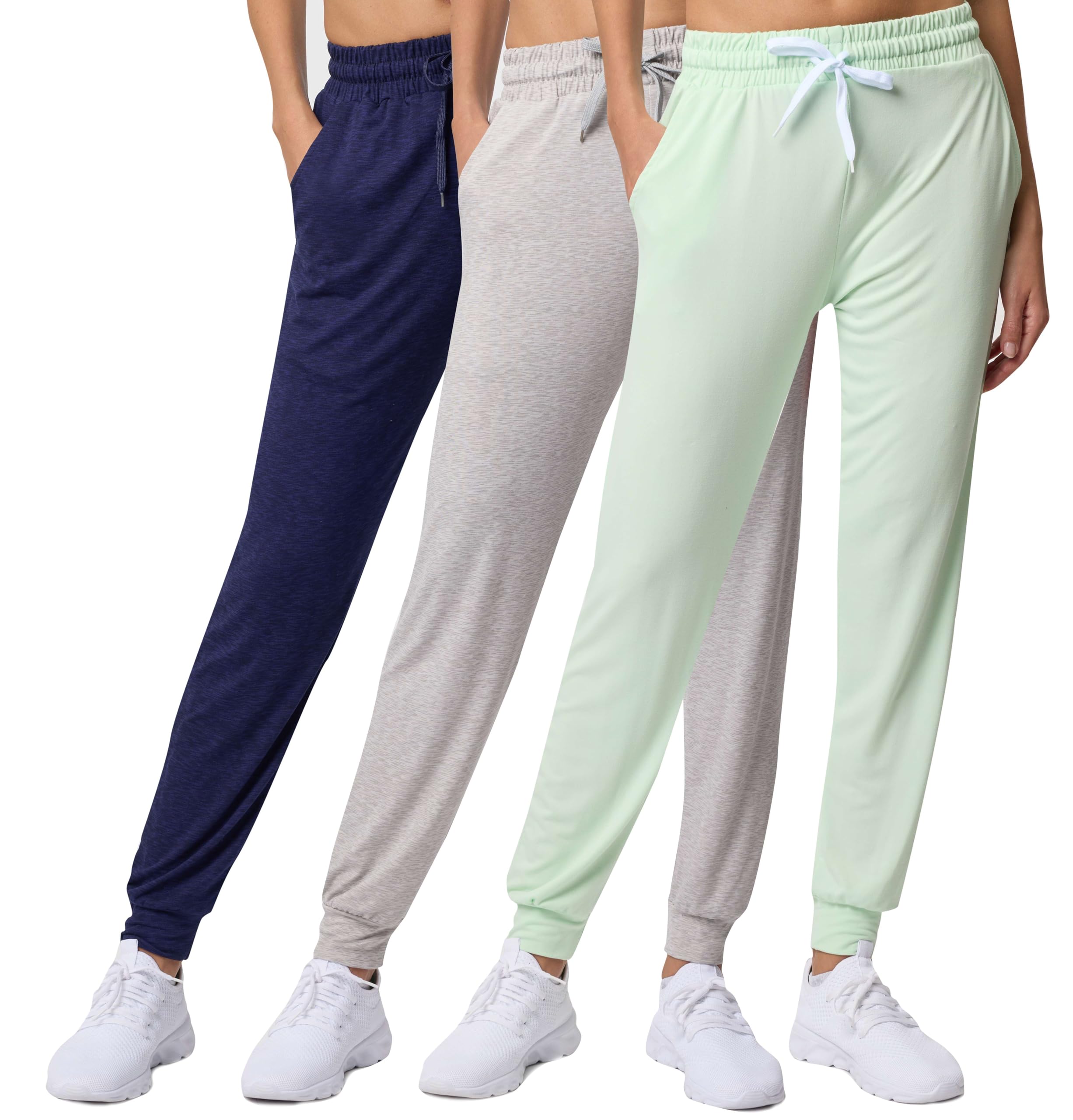 Real Essentials 3 Pack: Women's Ultra-Soft Lounge Joggers Sweatpants Athletic Yoga Pants with Pockets (Available in Plus)