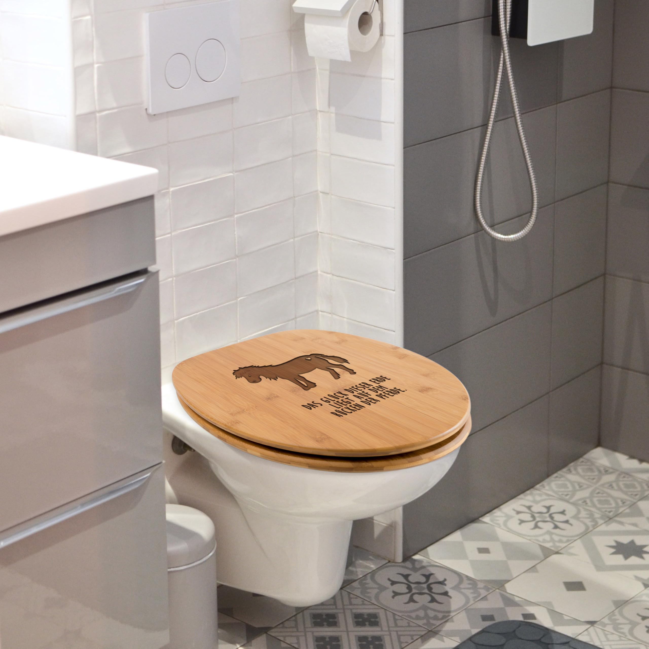 Mr. & Mrs. Panda WC Sitz Pony - Geschenk, Pferd, Pferdeäpfel, Klobrille, Toilette, Reiterferien, Klodeckel, WC-Sitz, Toilettendeckel