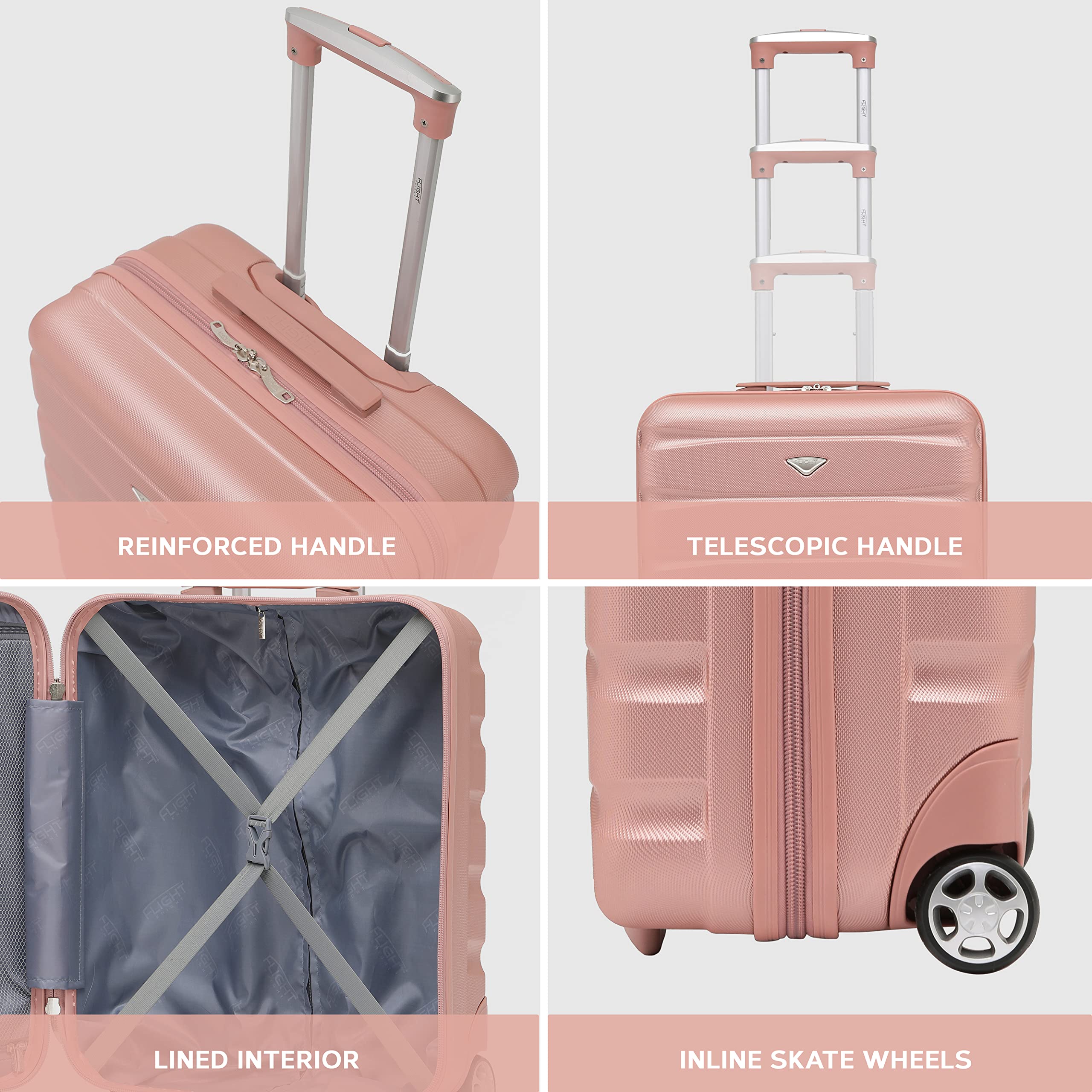 Flight Knight Lightweight 2 Wheel ABS Hard Case Suitcases Cabin Carry On Hand Luggage Approved for Airlines Including British Airways & Maximum Size for easyJet Large Cabin Bag 56x45x25cm