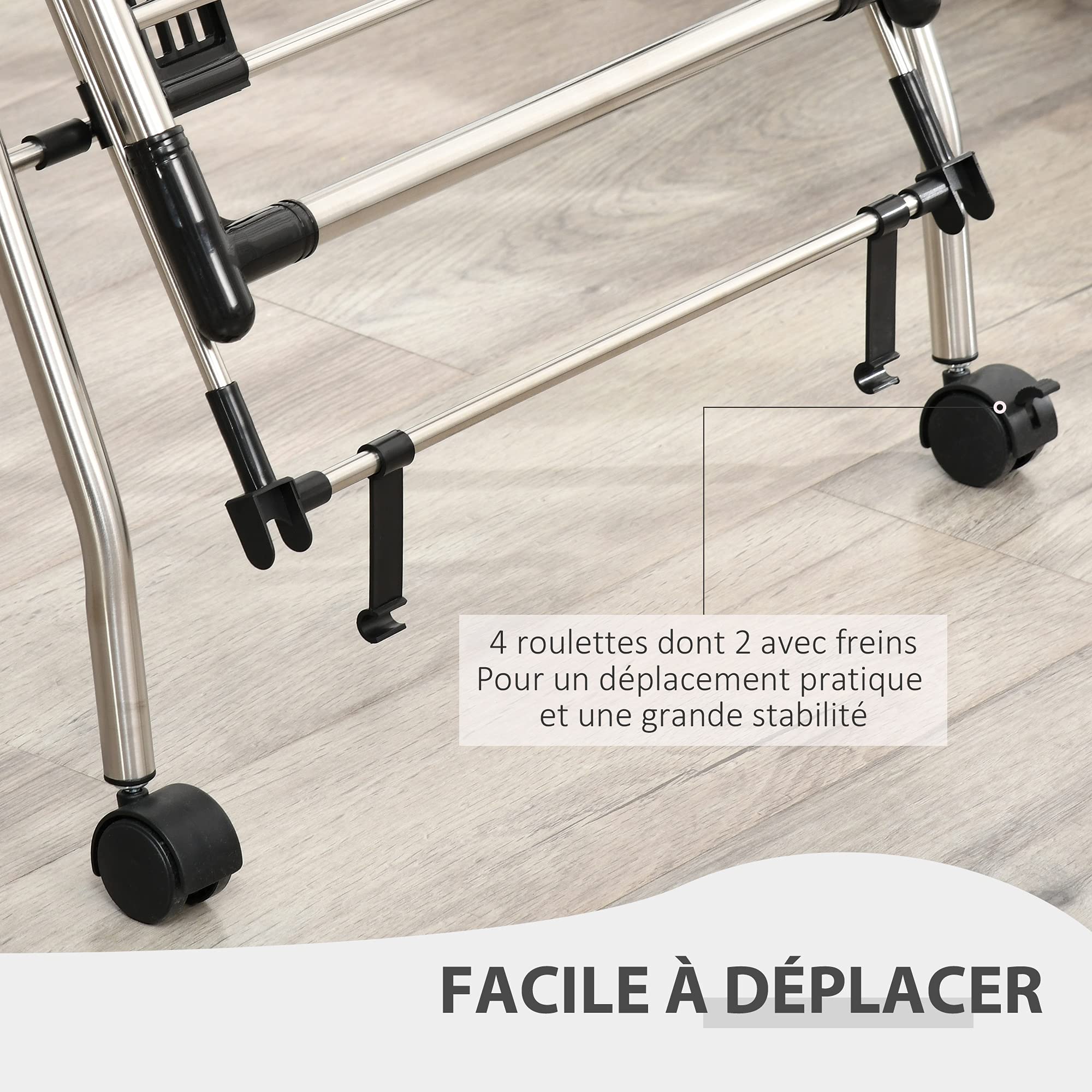 HOMCOM Séchoir à Linge Étendoir Pliable 138,5 x 63 x 208 cm Argent Noir