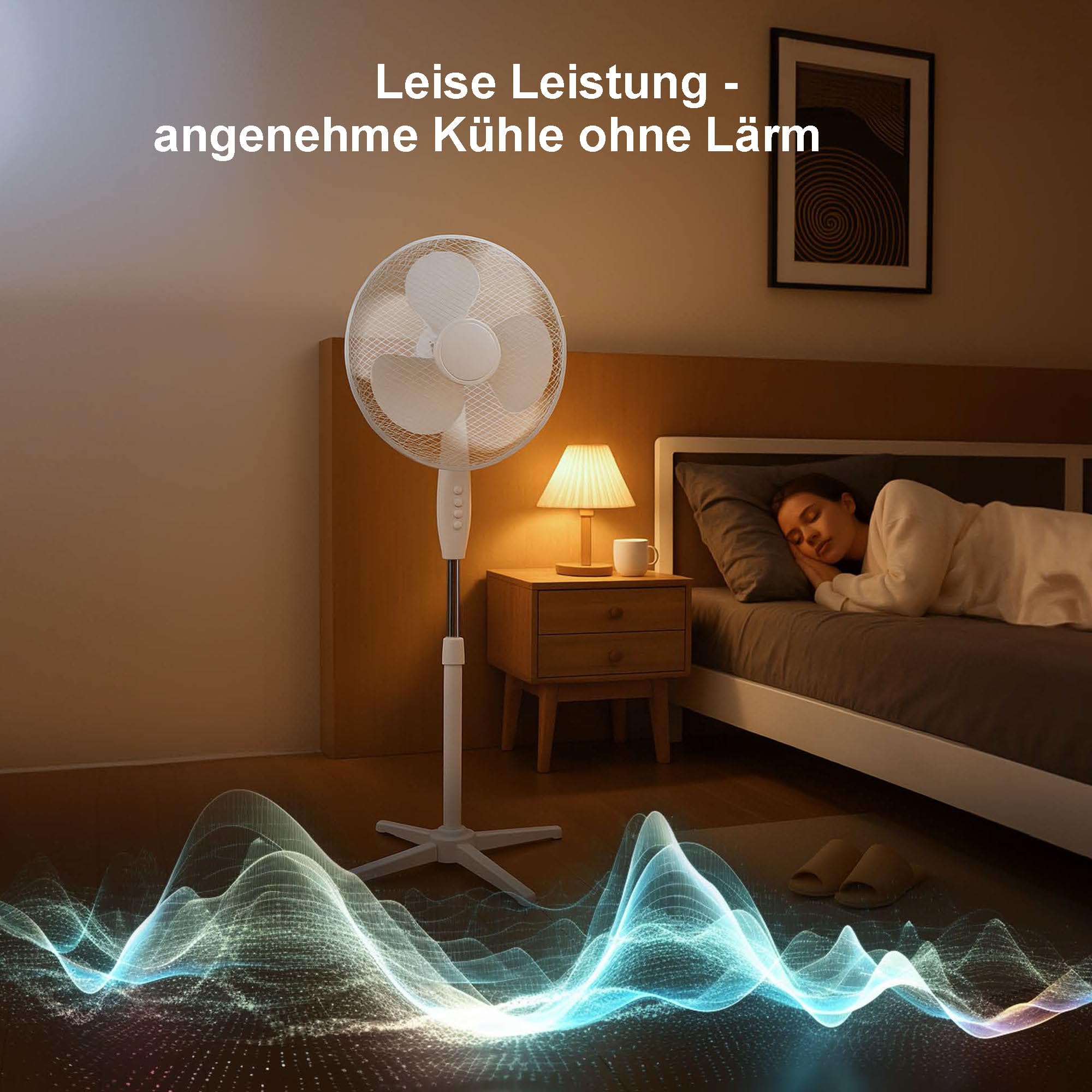 EXTRALINK Standventilator 40 cm – Leiser Bodenventilator 3 Geschwindigkeiten, Oszillation, Neigungsverstellung & 3 Rotorblättern – Kompakter Ventilator für Schlafzimmer, Büro & Zuhause – 45W Weiß