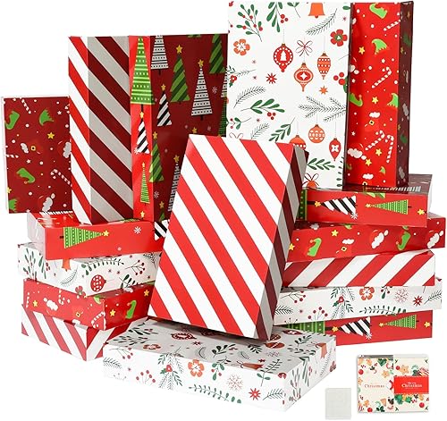 Miniatura 1 de joyhalo 16 cajas de regalo de Navidad con tapas para regalos a granel de 14.5 x 9.5 x 2.5 pulgadas, cajas de regalo grandes para ropa, envolver