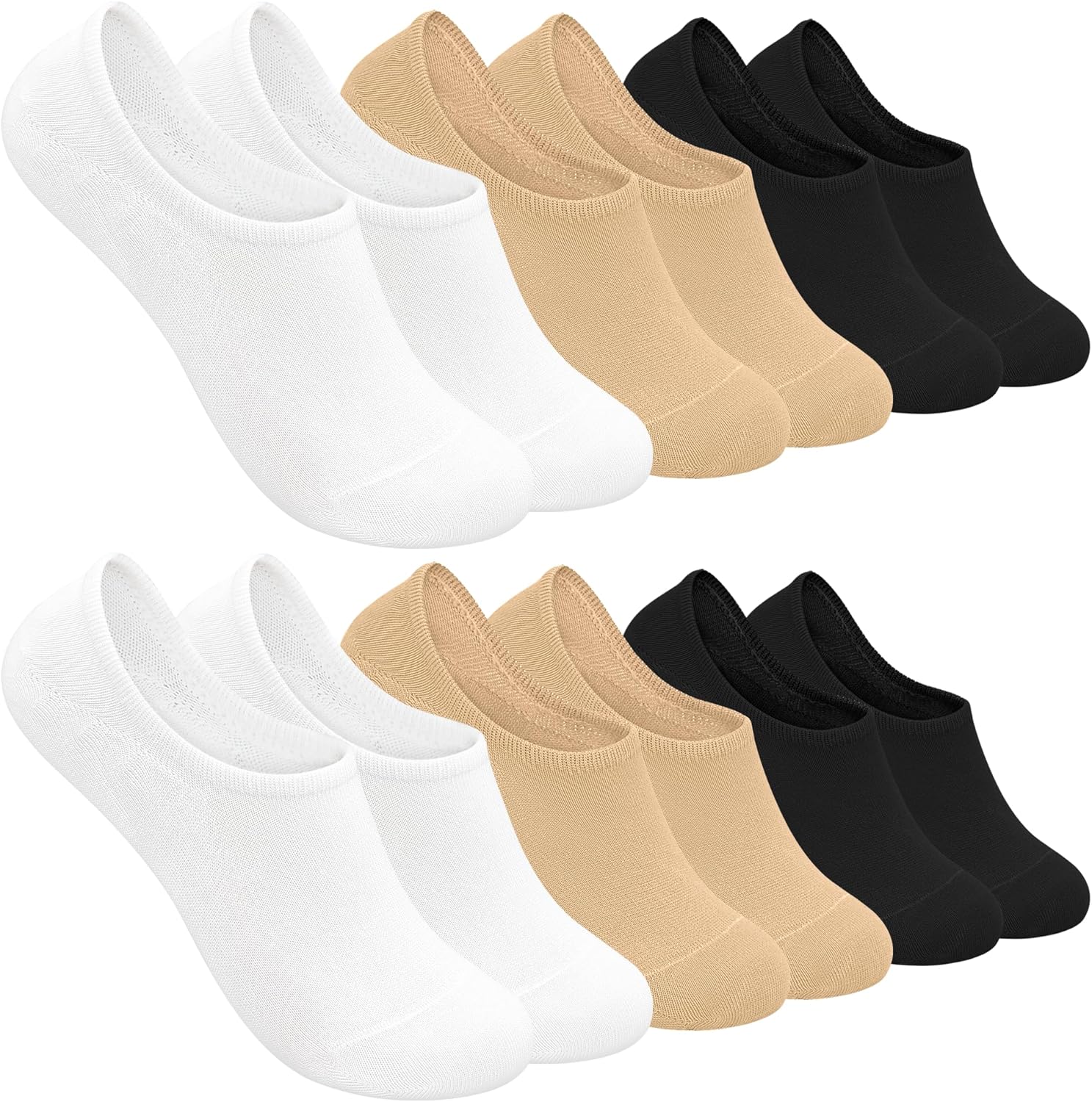 SERISIMPLE Low Cut Thin Womens Viscose Bamboo Socks No Show Invisible Non Slip with Grips Lightweight Liner Flats 6 Pairs