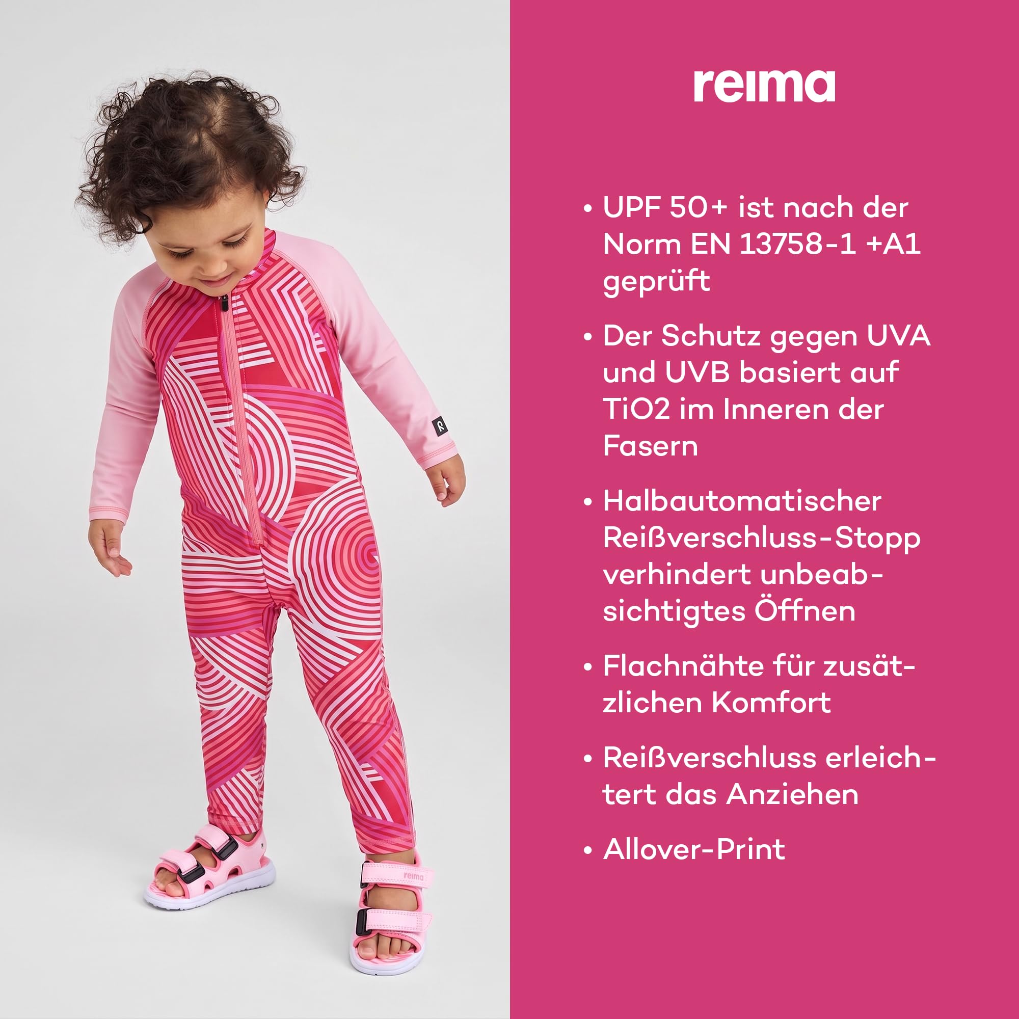 Reima - Polskii UV-Anzug für Babys & Kinder - UPF 50+, langärmeliger Einteiler, UV-Badebekleidung für Mädchen & Jungen - Schnell trocknendes Stretchmaterial für Strand & Pool